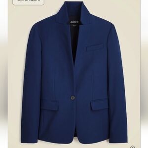 J Crew Standing collar blazer in wool-blend flannel Size 6 NWT Navy CN789